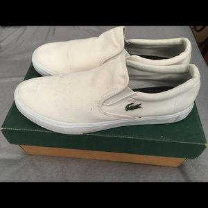 SLIP ON WHITE LACOSTE SHOES